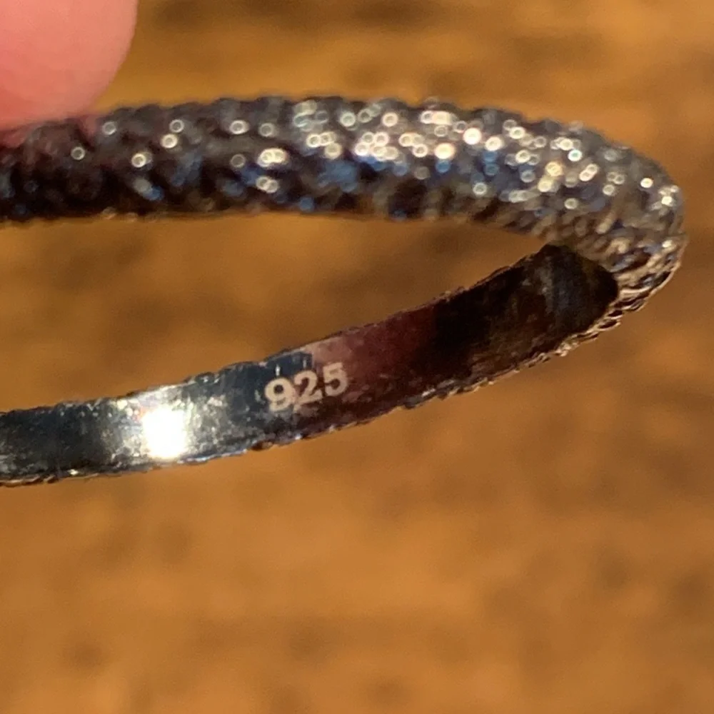 Sterling Double Stone Open Ring with Purple and Iridescent Gemstones - Picture 7 of 8
